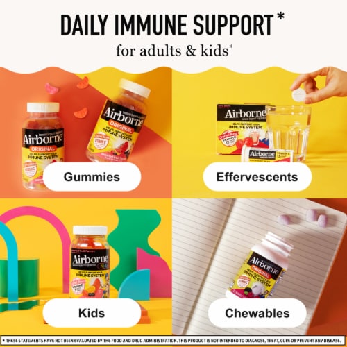 Airborne® Vitamin C E Zinc and Immune Supplement Assorted Fruit Gummies Perspective: bottom