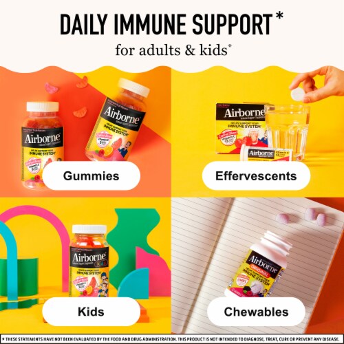 Airborne Immune Support Vitamin C Zesty Orange Gummies Perspective: bottom