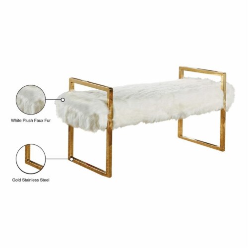 Meridian Furniture Chloe White Fur Bench Meridian Furniture Chloe White Fur Bench