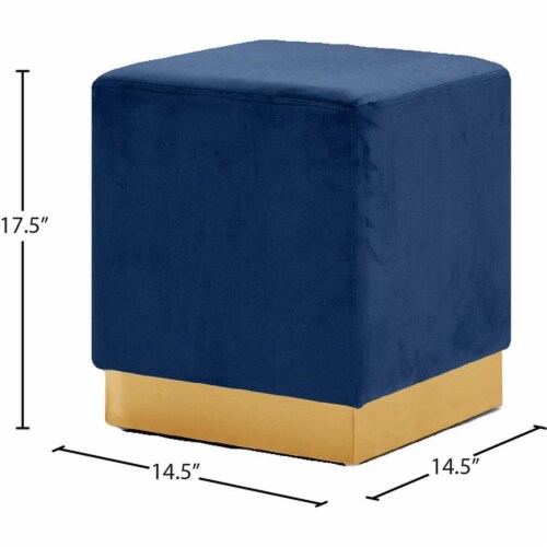 Meridian Furniture Jax Contemporary Velvet Ottoman/Stool in Navy Perspective: bottom