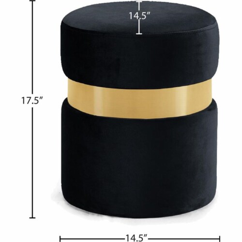 Meridian Furniture Hailey Contemporary Velvet Ottoman/Stool in Black Perspective: bottom