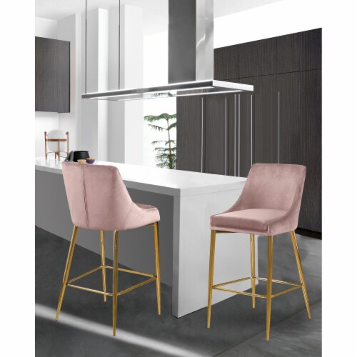 Meridian Furniture Karina Contemporary Velvet Counter Stool Pink