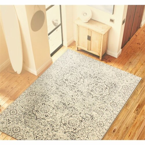Bashian E110-SIL-4X6-5363 Everek Collection Floral, Oriental Transitional Polypropylene Machi Perspective: bottom