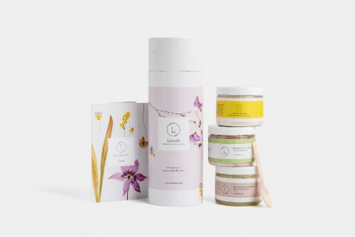 Natural Bath & body skincare products, 3 Big Jars of relaxation and beauty Perspective: bottom