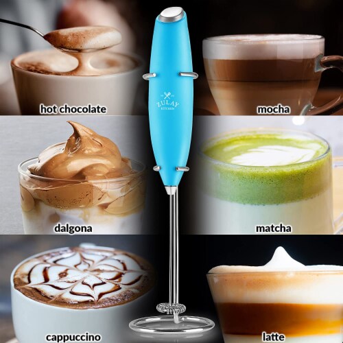 Zulay Kitchen Milk Frother with Stand - Teal Perspective: bottom