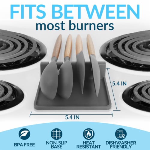 Zulay Kitchen Silicone Utensil Rest with Drip Pad - Dark Grey Perspective: bottom