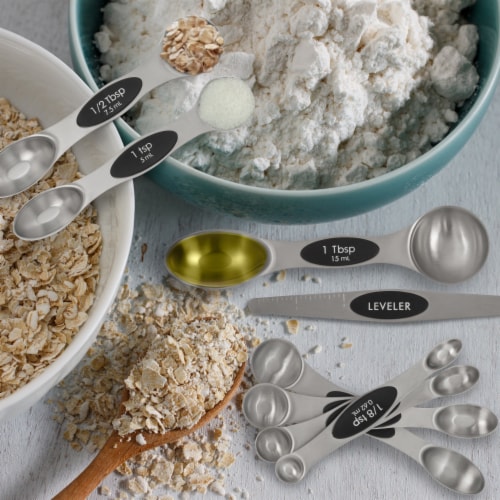 Stainless Steel Magnetic Measuring Spoons, 8 Piece Set with Leveler Perspective: bottom