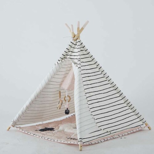 Wonder&Wise Indoor Baby Kids Foldable Activity Toy Teepee Play Tent w/ Llama Mat Perspective: bottom