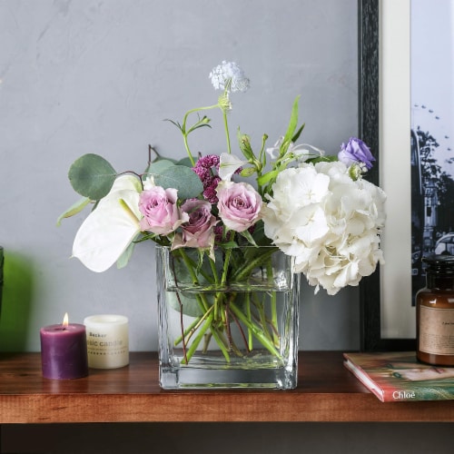 WHOLE HOUSEWARES 4 Inch Square Glass Cube Vase Perspective: bottom