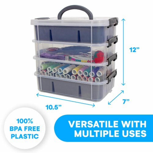Bins  Things Stackable Storage Container with 2 Trays - Gray Perspective: bottom