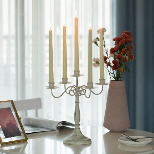 Fabulaxe Antique 12 Distressed 5 Arm Metal Candelabra For Dining Room ...