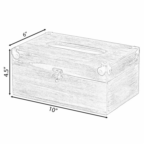 Grey Wood Facial Tissue Box Holder for Your Bathroom, Office, or Vanity with Decorative Metal Perspective: bottom