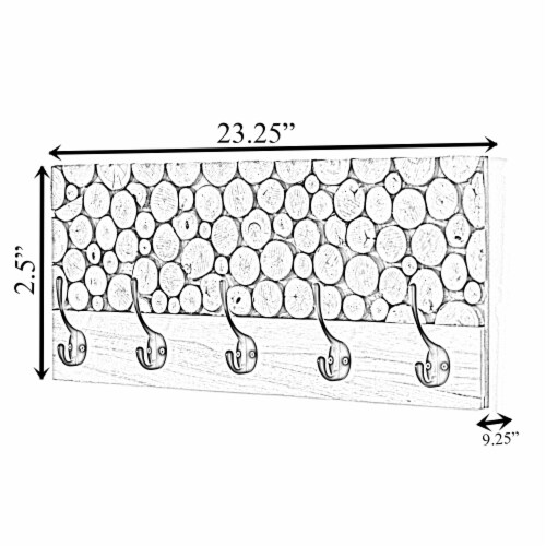 Natural Wood Hook Rack with Five Hooks for Entryway, Office, Bedroom ...