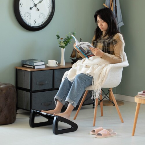 Basicwise Black Triangular Footrest With Soothing Massage Points And Rollers Perspective: bottom