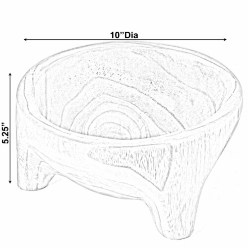 Burned Wood Carved Small Serving Fruit Bowl Bread Basket Perspective: bottom