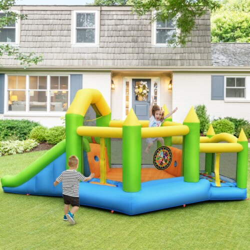 Inflatable Slide Bouncer Ball Pit Basketball Dart Game Without Blower Perspective: bottom