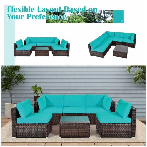 6PCS Rattan Outdoor Sectional Sofa Set Patio Furniture Set w