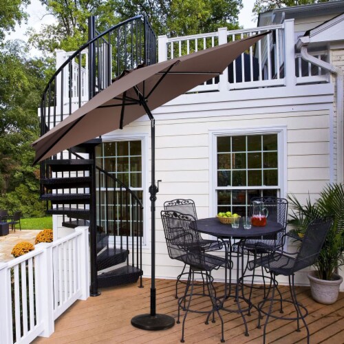 Costway 10FT Patio Umbrella 6 Ribs Market Steel Tilt W/ Crank Outdoor Garden Tan Perspective: bottom