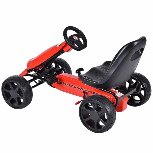 Costway Xmas Gift Go Kart Kids Ride On Car Pedal Powered Car 4 Wheel Racer Toy Stealth Outdoo Perspective: bottom