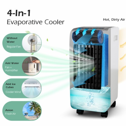 Portable Evaporative Air Cooler Fan & Humidifier w/ Remote Control
