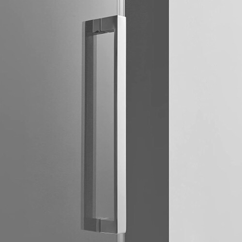 Serene Valley 60 x 74 Inch Square Rail Frameless Sliding Shower Door, Chrome Perspective: bottom