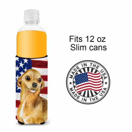Carolines Treasures BB9658MUK Chihuahua Patriotic Ultra Hugger for slim cans Perspective: bottom