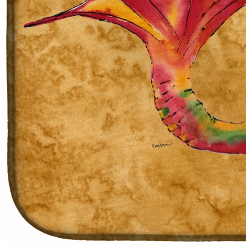 Carolines Treasures 8727DDM Ginger Red Headed Mermaid on Gold Dish Drying Mat Perspective: bottom