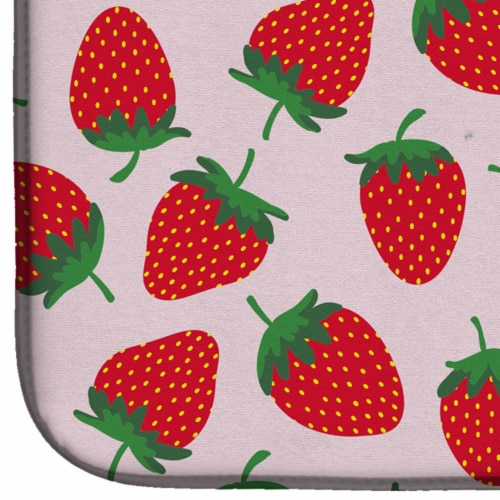 Carolines Treasures BB5146DDM Strawberries on Pink Dish Drying Mat Perspective: bottom