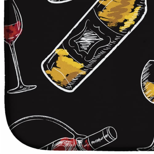 Carolines Treasures BB5197DDM Red and White Wine on Black Dish Drying Mat,  14 x 21 - Fry's Food Stores