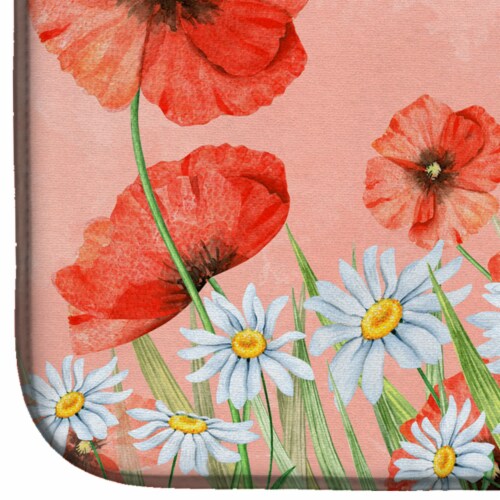 Carolines Treasures BB7448DDM Poppies and Chamomiles Dish Drying Mat Perspective: bottom