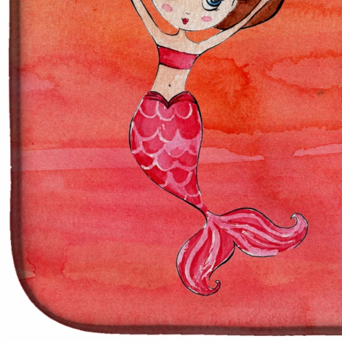 Carolines Treasures BB8516DDM Mermaid Welcome Red Dish Drying Mat Perspective: bottom