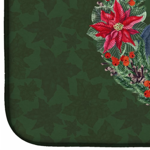 Carolines Treasures CK1509DDM Harlequin Great Dane Poinsetta Wreath Dish Drying Perspective: bottom