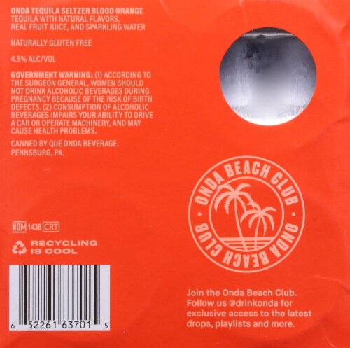 Onda Blood Orange Tequila Seltzer Perspective: bottom
