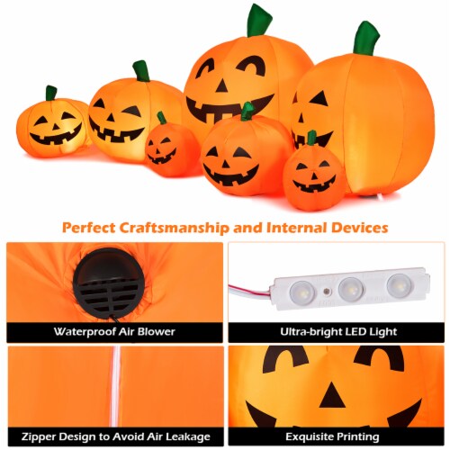 7.5' Halloween Inflatable 7 Pumpkins Patch W/LED Light Outdoor Garden Decoration Perspective: bottom