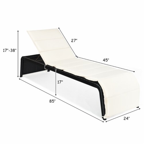 Costway 2 PCS Patio Rattan Lounge Chair Chaise Recliner Back Adjustable