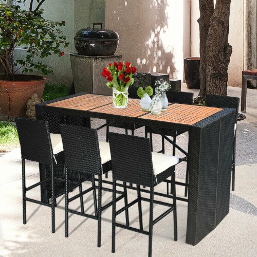 Costway outdoor patio rattan bar counter table 2025