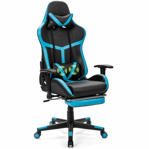 Gymax Massage Gaming Chair Reclining Racing Chair High Back w/Lumbar Support Footrest Perspective: bottom