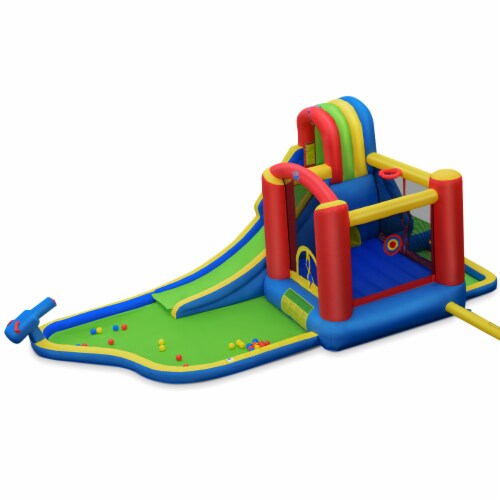 Gymax Inflatable Bounce House Slide Splash Pool Climbing Wall Park w/ Blower Perspective: bottom