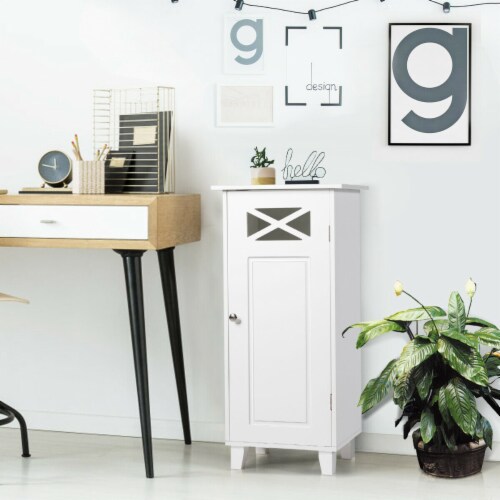 Bathroom Cabinet Free Standing Storage Side Table Organizer Adjustable Shelf Perspective: bottom
