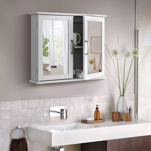 Gymax Bathroom Medicine 2Tier WallMounted Mirror Storage