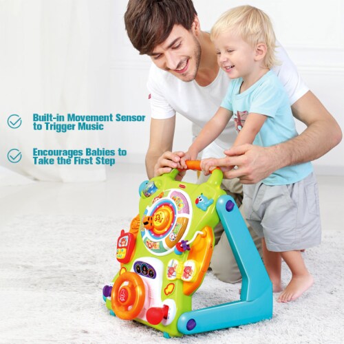 Costway 3 in 1 Sit to Stand Learning Walker Kids Activity Center Perspective: bottom