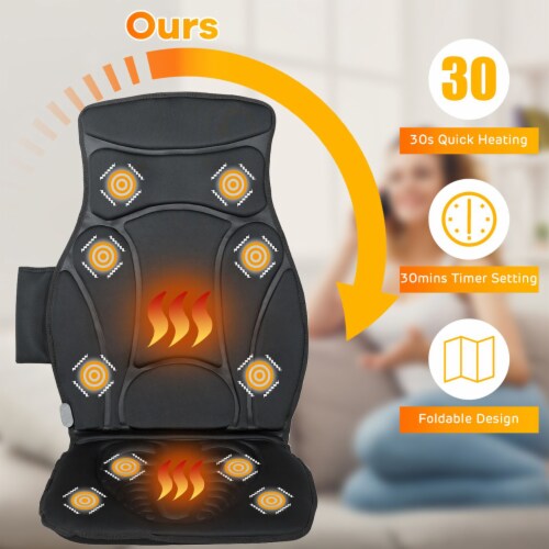 Electric Massage Seat Cushion Pad Shiatsu Kneading Vibration Heat Neck Back  Home Car, 1 - Kroger