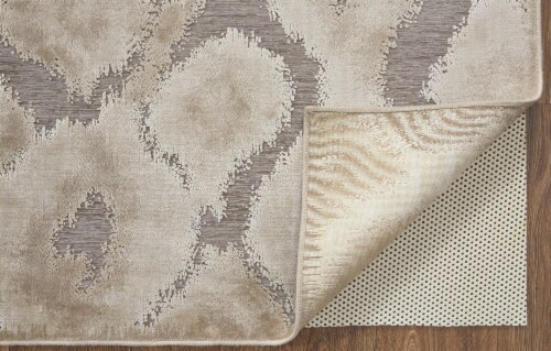 Feizy Rugs Silver Gray/Taupe Saphir Zam Metallic Ikat Runner Rug Perspective: bottom