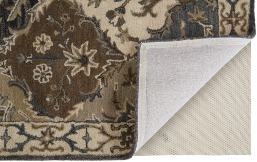 Feizy Rugs Navy/Gray/Beige Eaton Diamond Floral Persian Wool Accent Rug Perspective: bottom