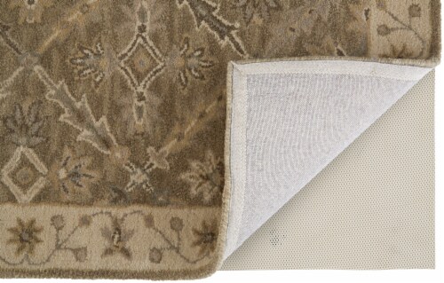 Feizy Rugs Sage/Beige Eaton Floral Diamond Persian Wool Accent Rug Perspective: bottom