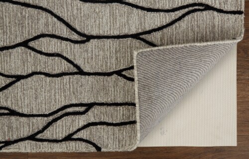 Feizy Rugs Enzo Minimalist Abstract Wool Accent Rug - Warm Taupe/Black Perspective: bottom