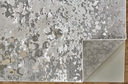 Feizy Micah Modern Metallic Fluid Area Rug - Silver/Ivory Bone Perspective: bottom