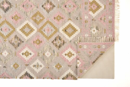 Feizy Rugs Savona Iii Pastel Navajo Bohemian Area Rug - Ivory Sand/Rose Pink Perspective: bottom