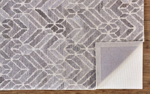 Feizy Rugs Opal Gray/Warm Gray Asher Geometric Tufted Wool Runner Rug Perspective: bottom