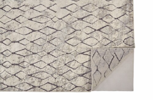 Feizy Kano Contemporary Distressed Area Rug - Ivory/Charcoal Perspective: bottom